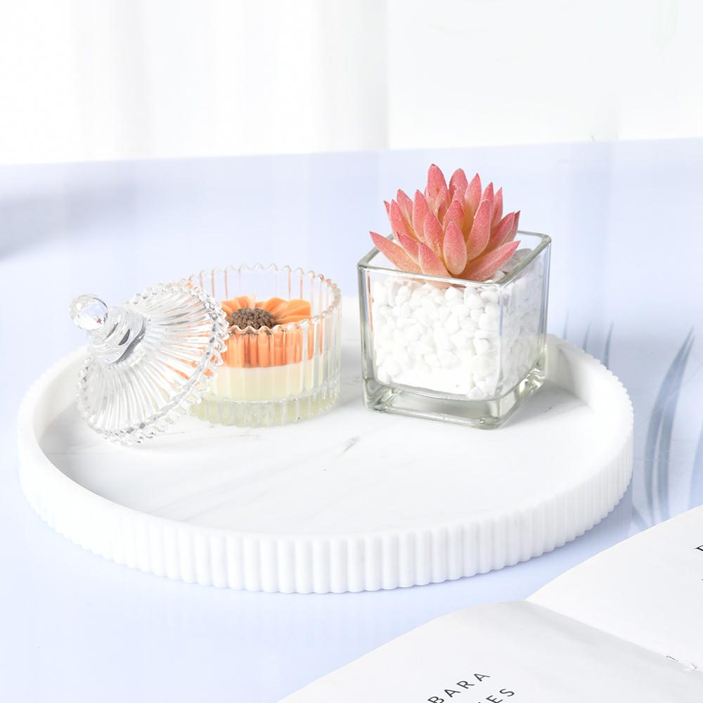 Travertine Tray Oval - A Silicone Lace-Edged Round Decorative Storage