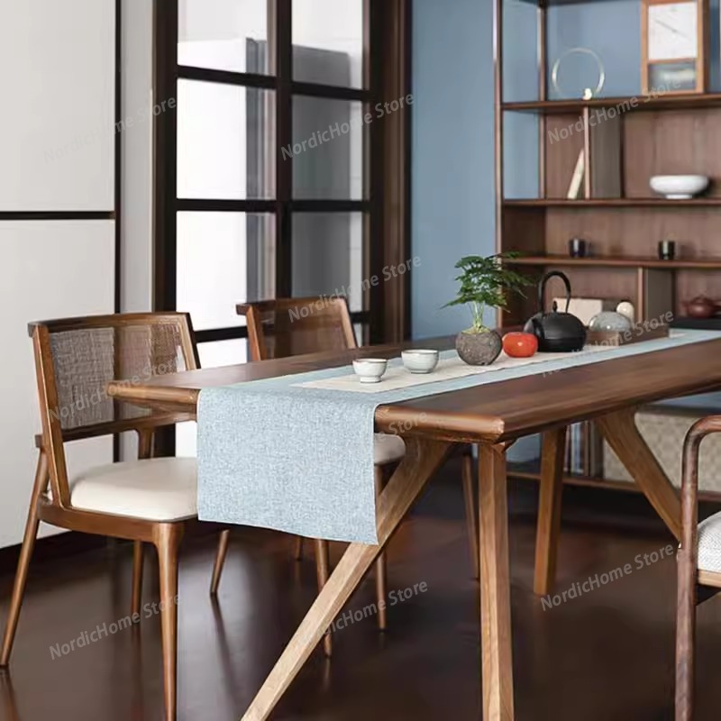 Interior Design Home - Nordic Rattan Dining Chairs Leather Solid