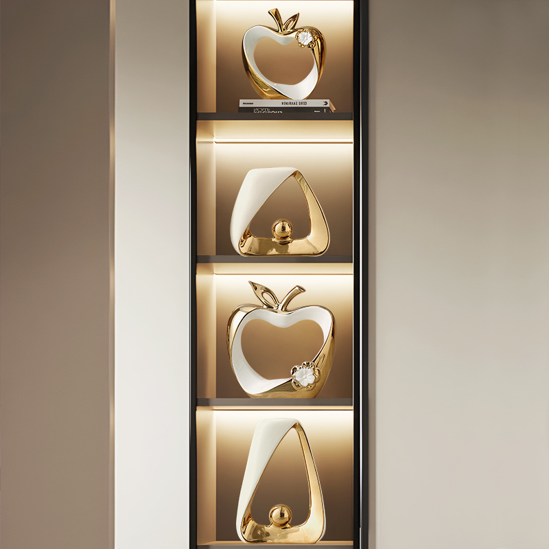 Interior Design Gold - Golden Hollow Ceramic Handicrafts, Apple Model