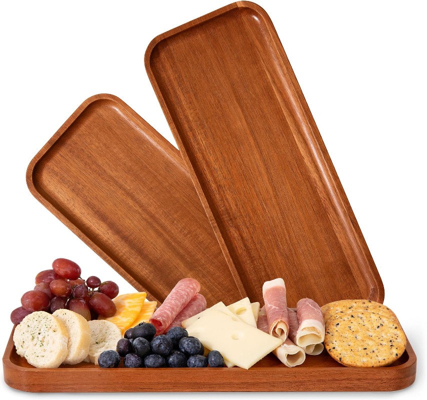 5pcs Acacia Wood Serving Tray  - Travertine Tray Oval recension och pris