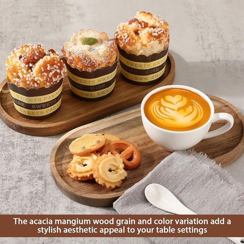 5pcs Acacia Wood Serving Tray  - Travertine Tray Oval recension och pris