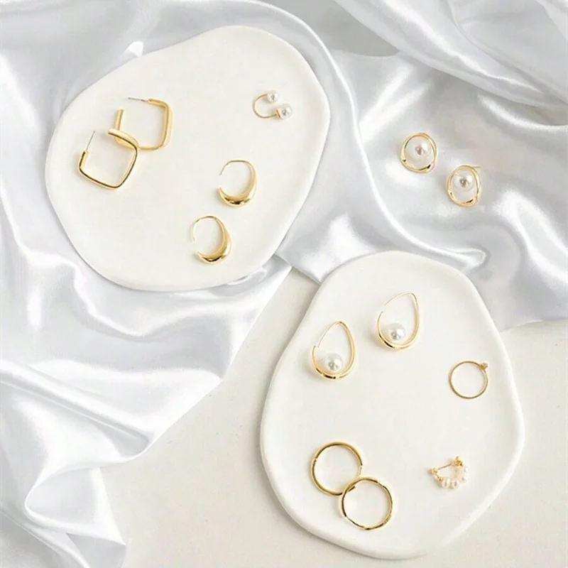 1PC Elegant White Jewelry Tray - Travertine Tray Oval recension och pris