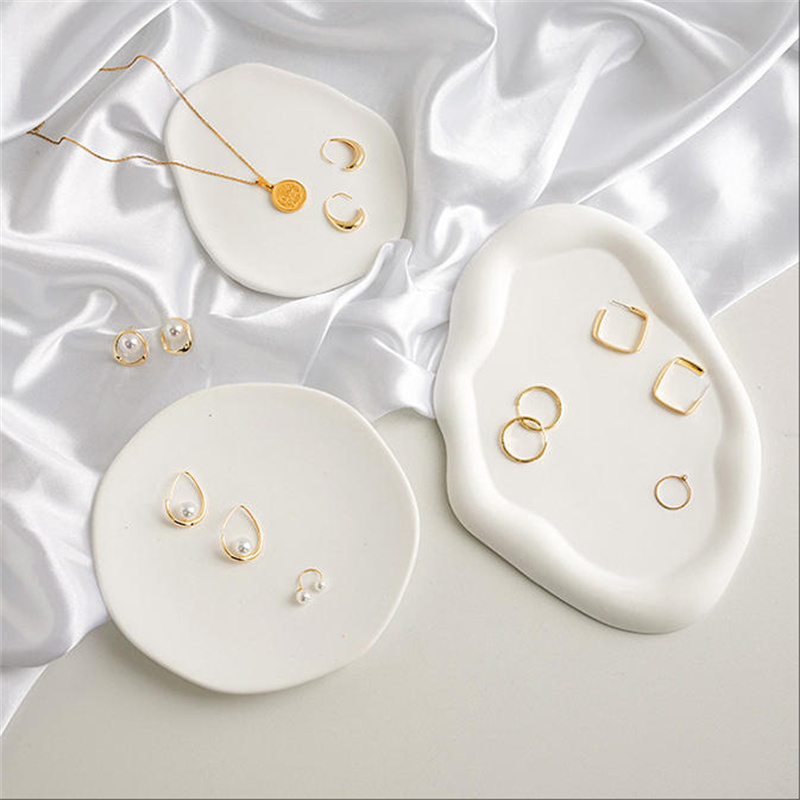1PC Elegant White Jewelry Tray - Travertine Tray Oval recension och pris