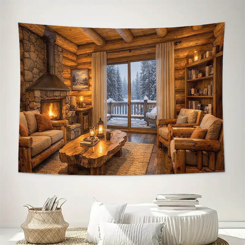 Cozy Wooden Cabin Fireplace In - Interior Design Home recension och pris