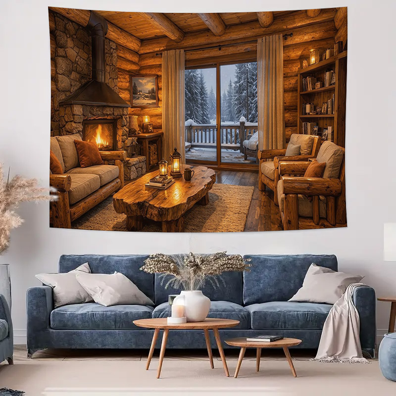 Cozy Wooden Cabin Fireplace In - Interior Design Home recension och pris