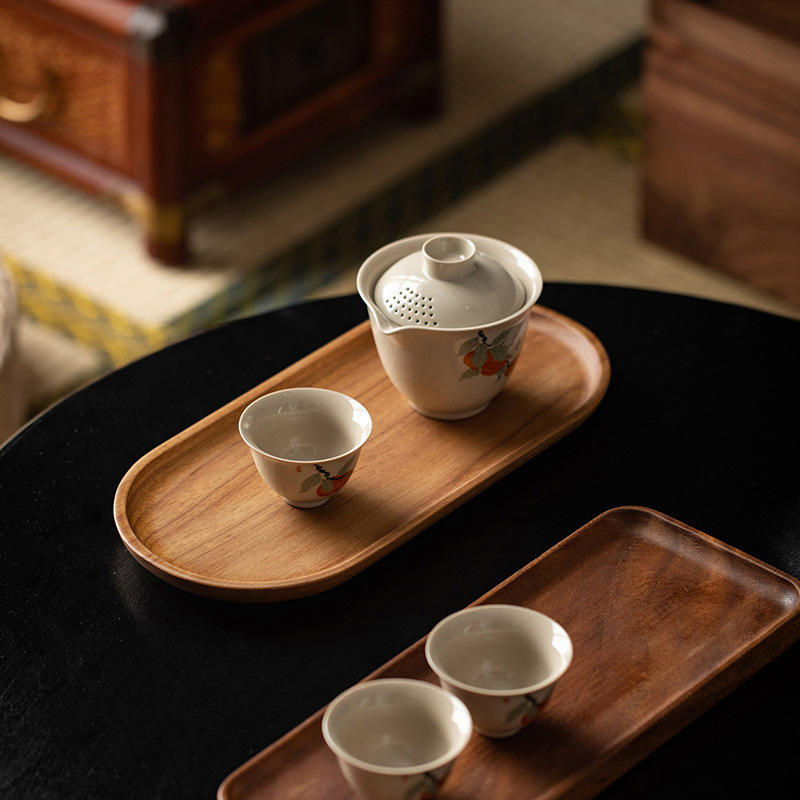 Tableware Solid Wood Food Tray - Travertine Tray Oval recension och pris