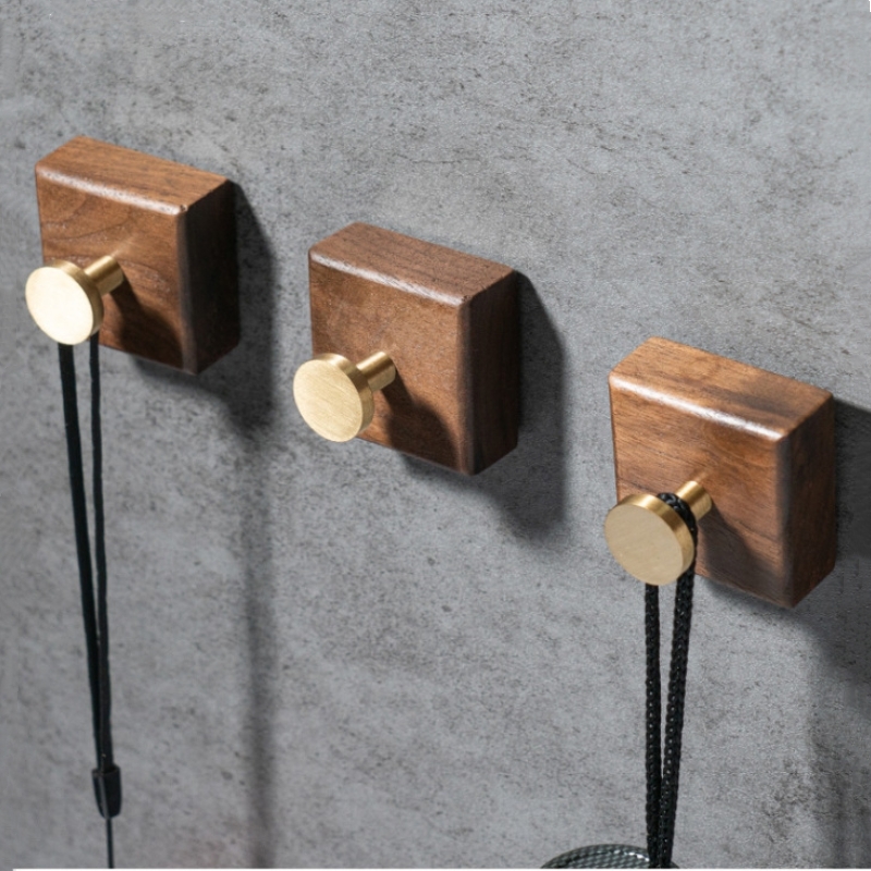 2/1pcs Walnut Wood Brass Hook  - Interior Design Home recension och pris