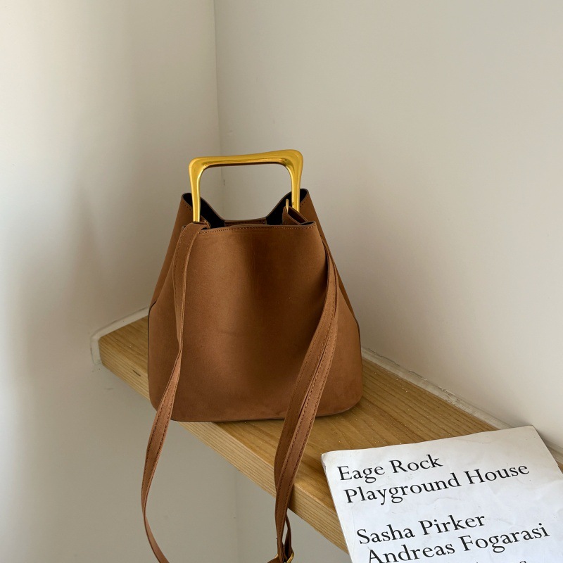 Luxury Suede Bucket Bag Women  - Interior Design Gold recension och pris