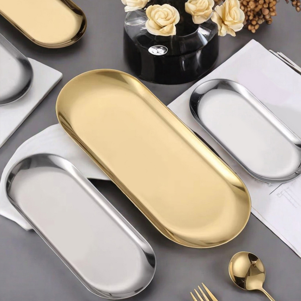 WORTHBUY Nordic Style Oval Ser - Travertine Tray Oval recension och pris
