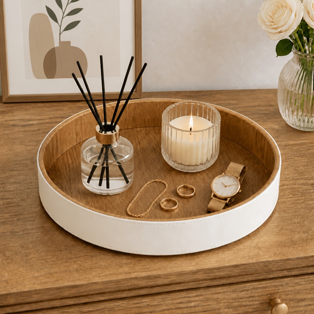 Circular Tray PU Leather Stora - Travertine Tray Oval recension och pris